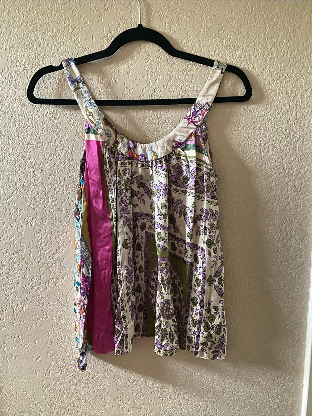Alice & Trixie Geo Pattern Paisley Multi-Color  100% Silk Tank Blouse Size XS